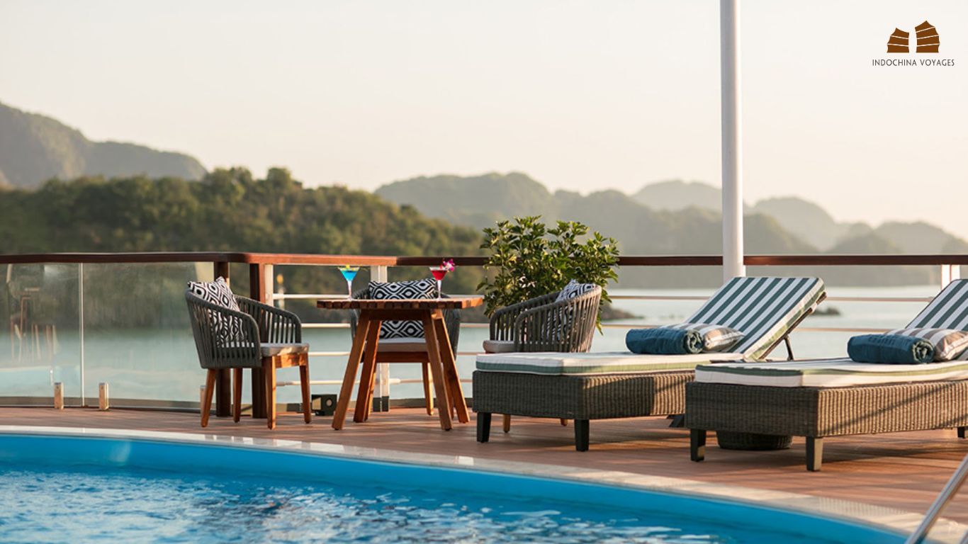 Swimming pool on Heritage Line Binh Chuan Cruise